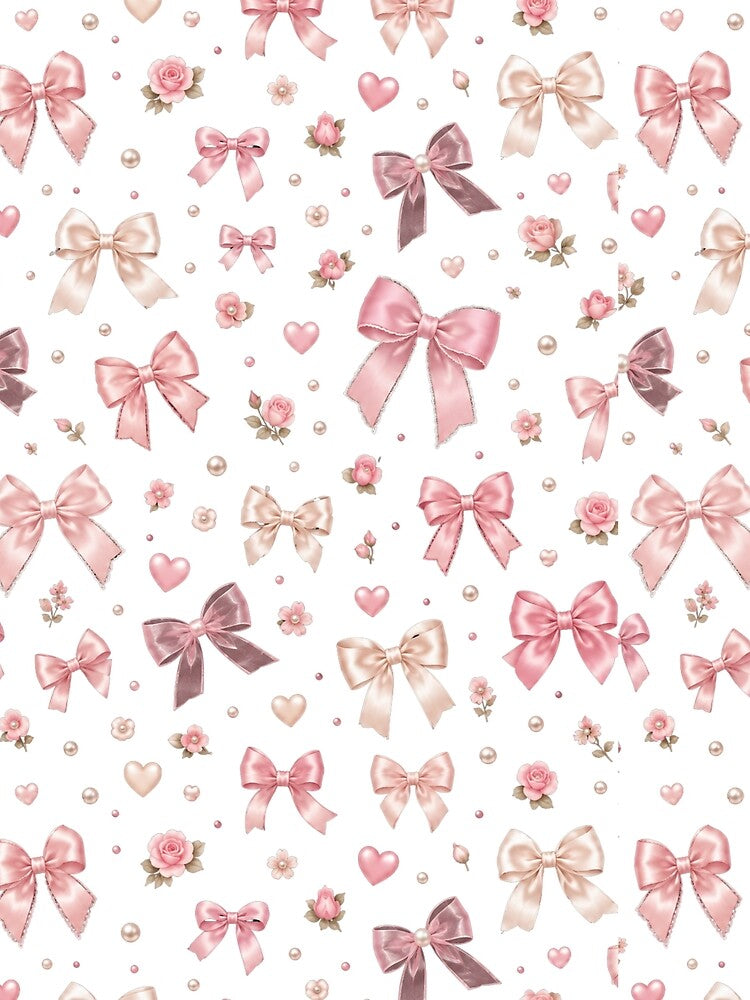 Coquette Bows – Pink Ribbon & Pearl Pattern by MySthore
