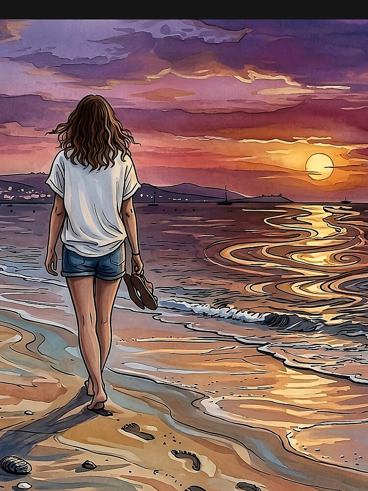 Copy of Sunset Beach – Ocean Sunset, Crescent Moon & Dreamy Coastal Aesthetic by Y-MOONSTAR