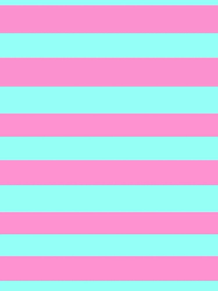 Y2K Pastel Pink and Aqua Blue Stripe Pattern | Retro 2000s Horizontal Stripes by BrontesWhimsyStore