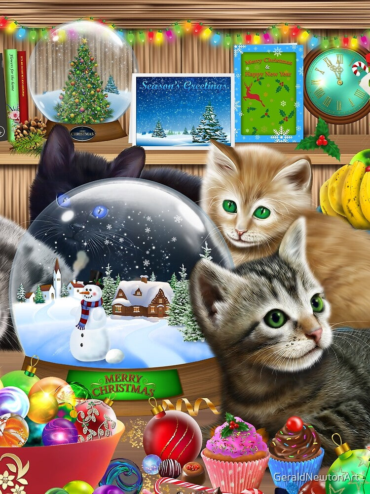 Christmas Kittens Version 1 by GeraldNewtonArt