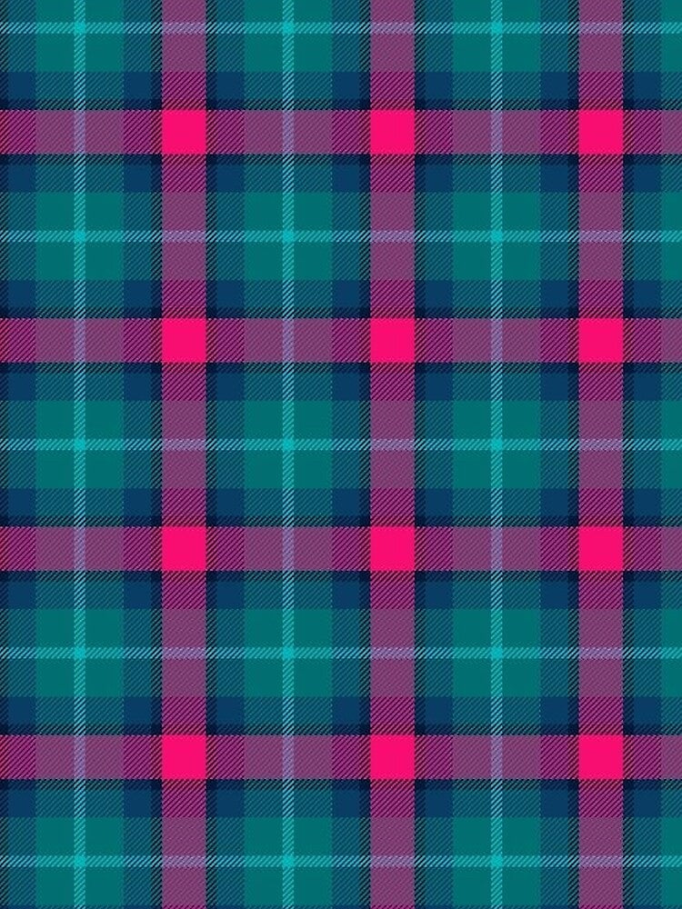 Y2K Hot Pink and Teal Plaid Pattern | Retro 2000s Tartan Check Aesthetic by BrontesWhimsyStore