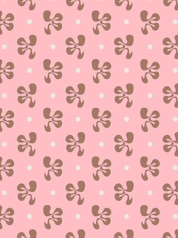 Cheerful Whimsy Pink and Mocha Abstract Shapes and Dots Pattern by kierkegaard