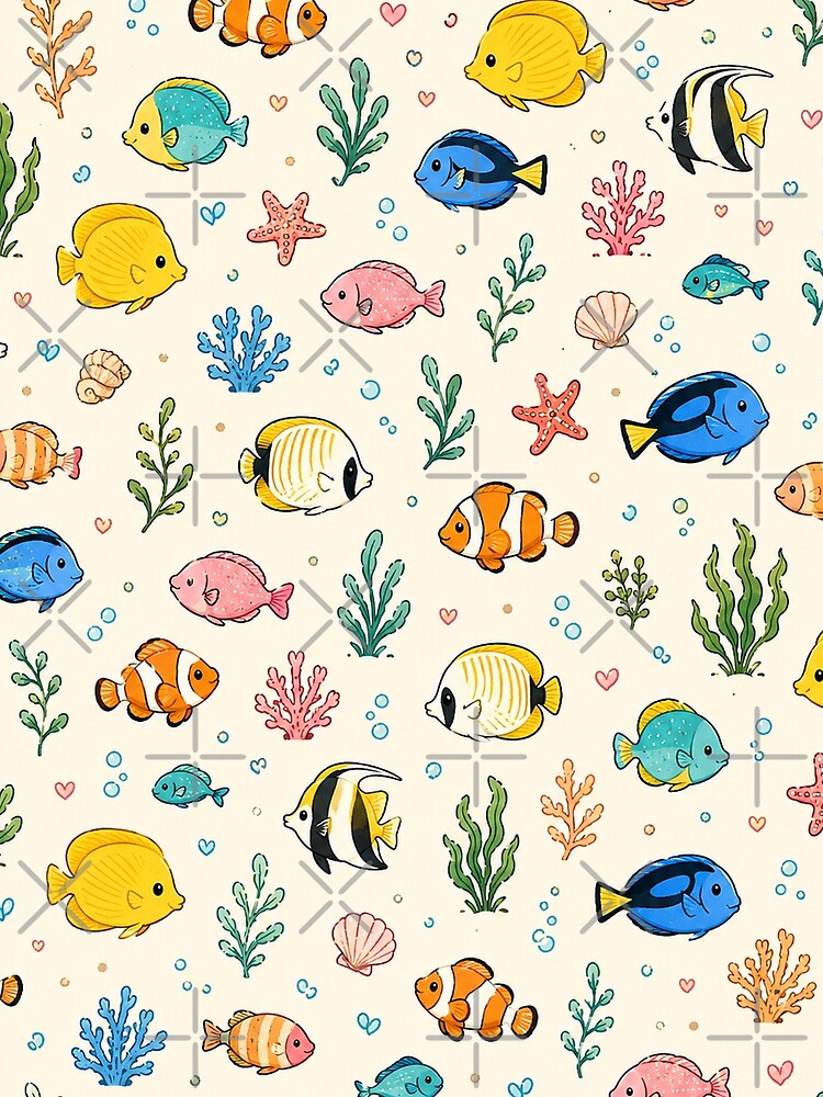 Tiny Tropical Fish Cute Underwater Ocean Pattern by RJACreative