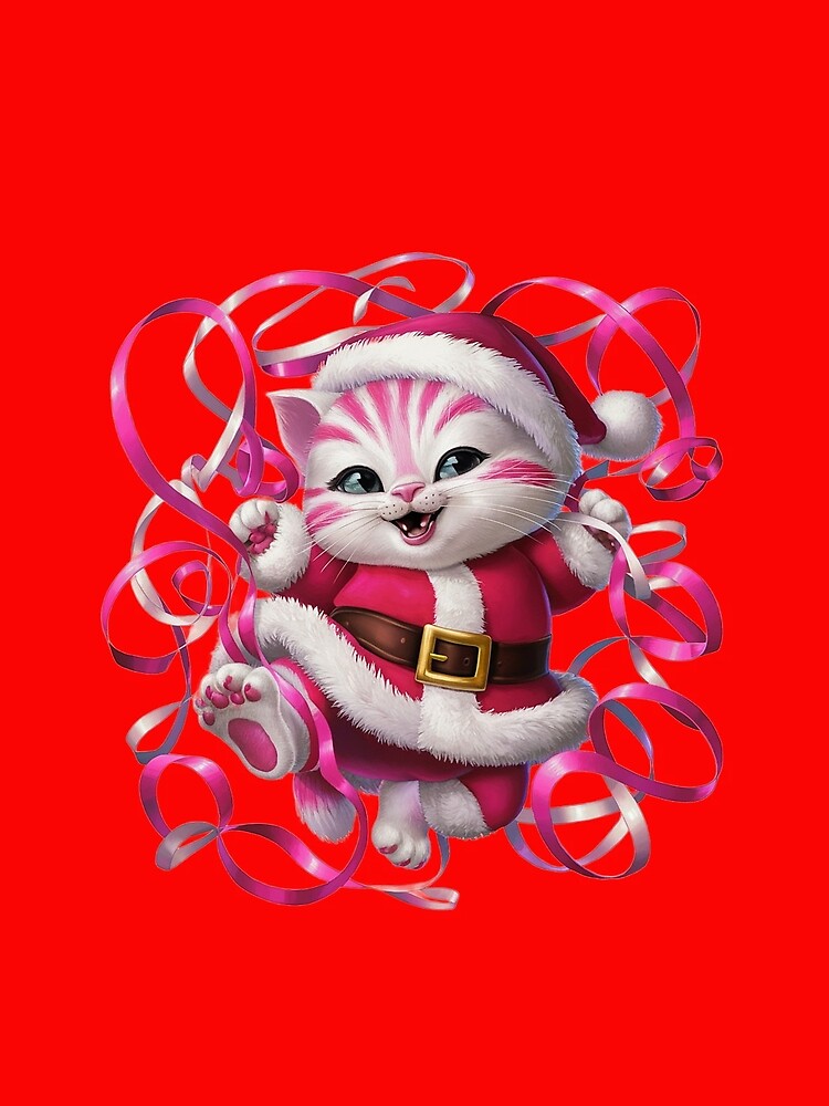 Christmas Kitty With Pink Ribbon | Red by PinkGoddessLove