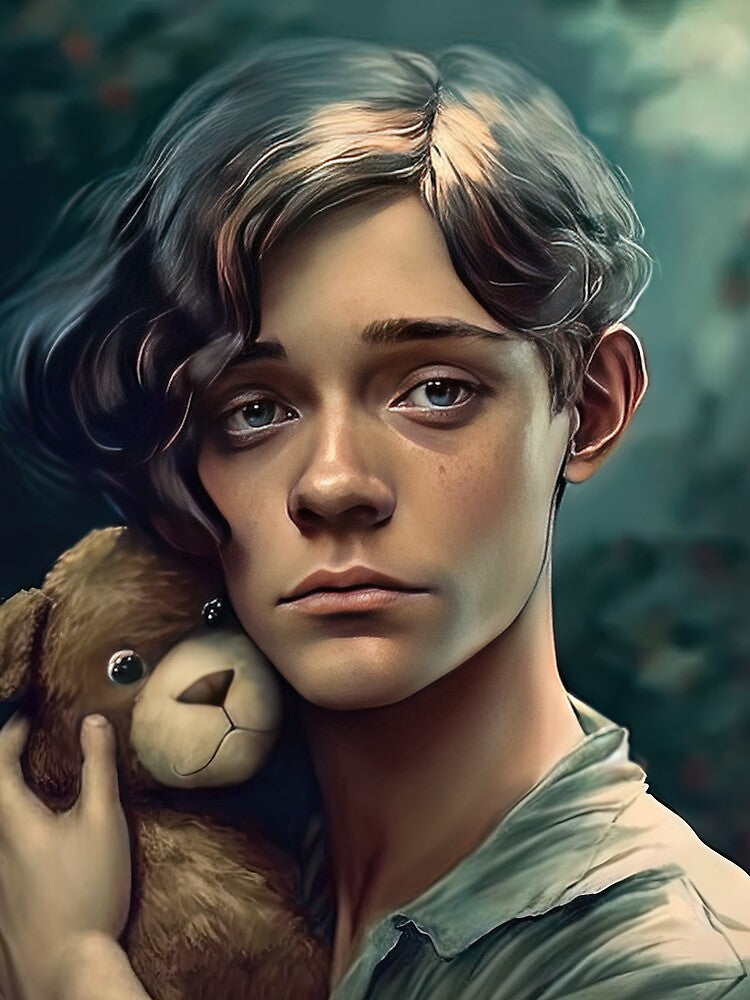 Sebastian and his teddy bear by Soria Moria