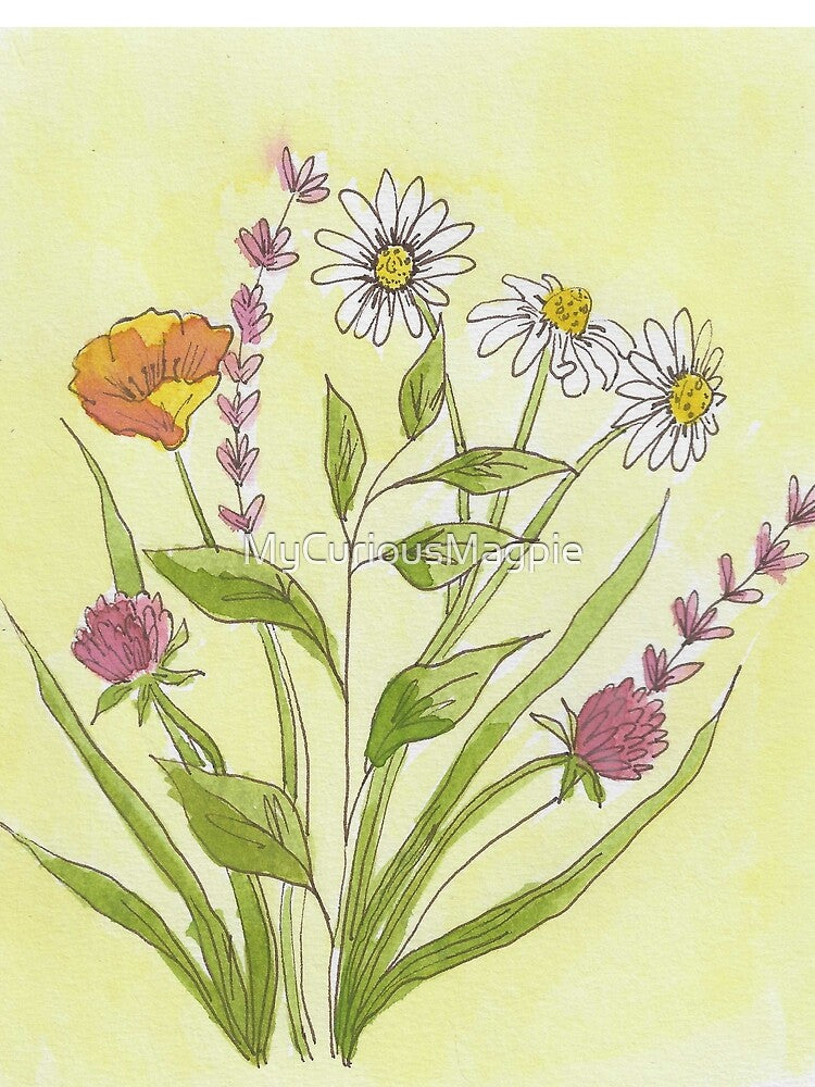 Hand Drawn Watercolor Wildflowers by MyCuriousMagpie