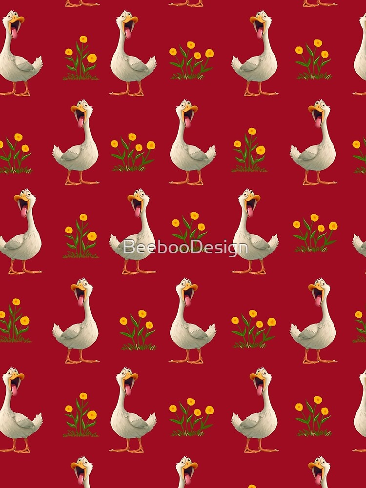 Duck funny pattern red by BeebooDesign