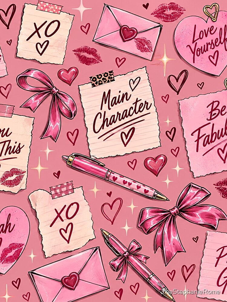 Pink Girly Self Love Pattern – Pretty Girl Main Character Coquette Aesthetic by TheStephanieRome