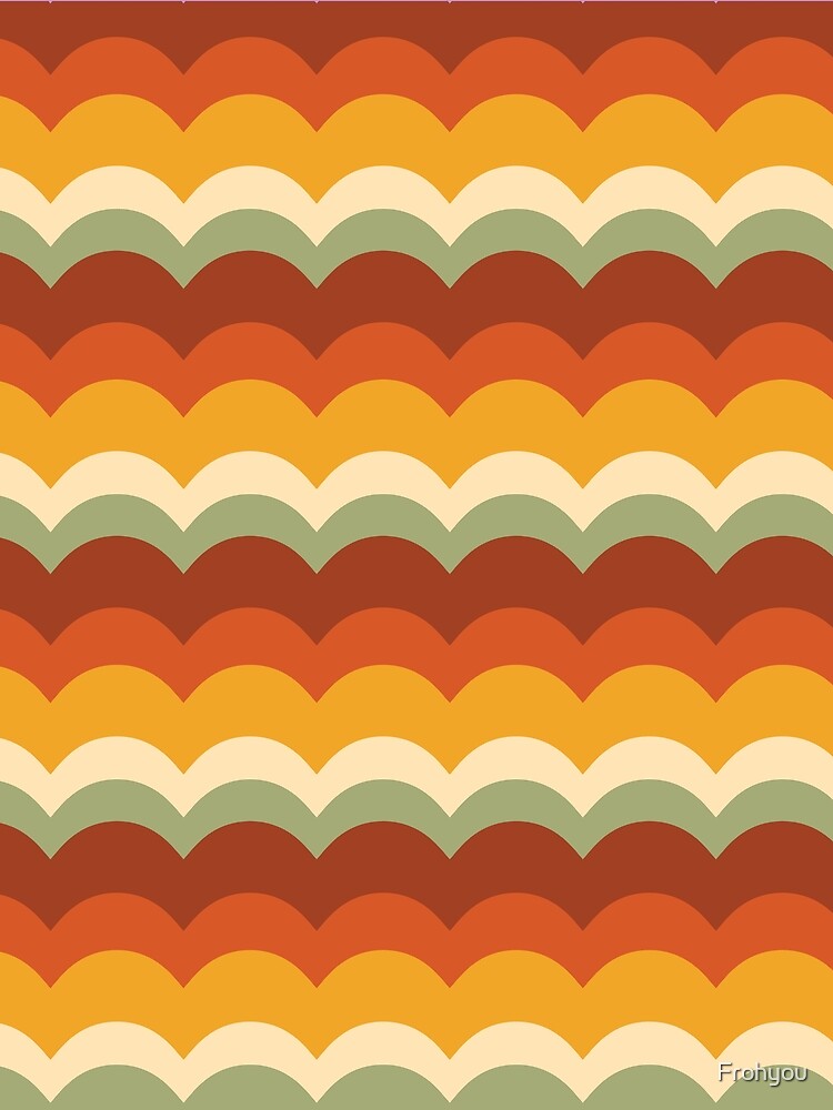 Boho Sunset Waves – Mid-Century Scalloped Geometric Pattern by Frohyou