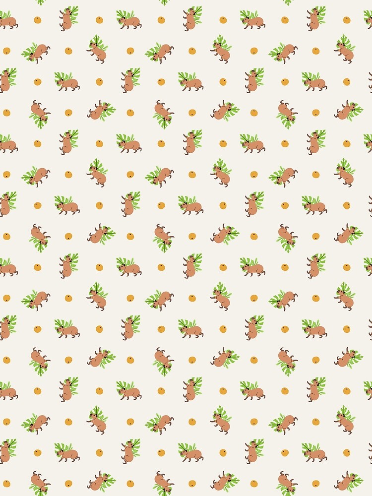 Copy of Walking Capybara And Yuzu Fruit Seamless Pattern - white by paldronma