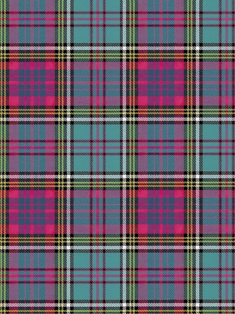 Y2K Hot Pink and Teal Aqua Plaid Pattern | Dreamy 2000s Tartan Grid Aesthetic by BrontesWhimsyStore