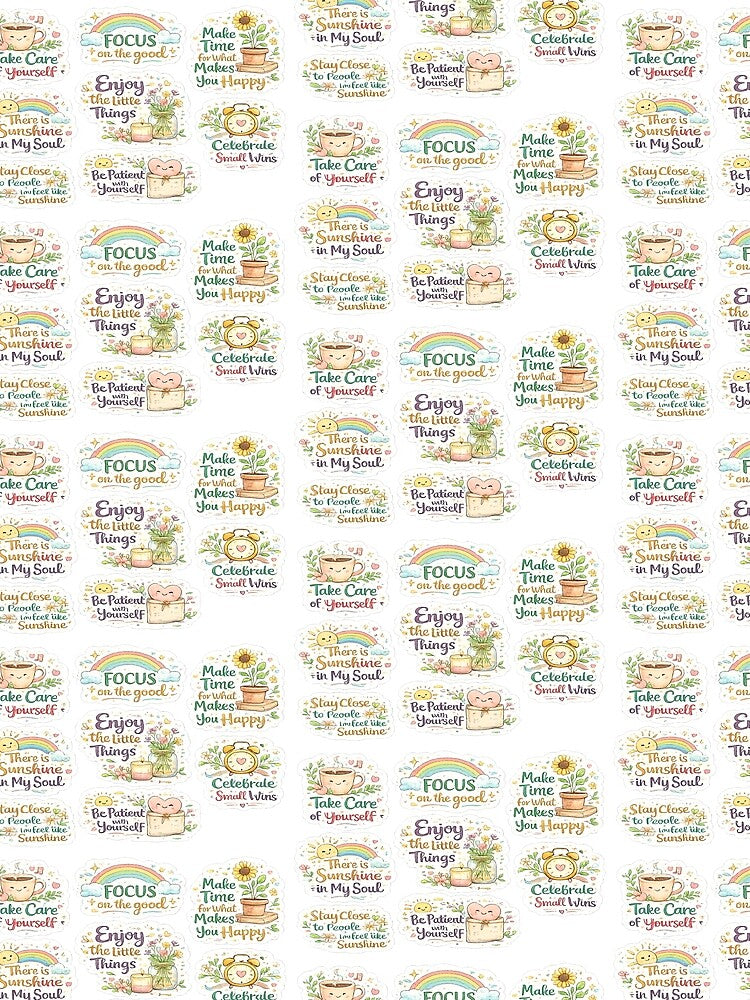 Self-Care & Positive Mindset Sticker Bundle | Cute Motivational Quotes PNG | Aesthetic Digital Sticker Collection by Ishratparween11