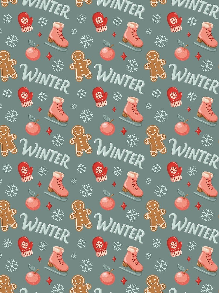 Winter Ice Skates and Gingerbread Pattern by EvLip-Artist