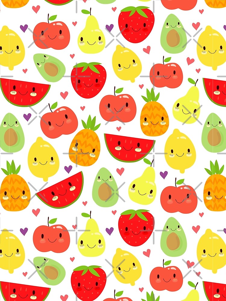 Bright Kawaii Fruits Summer Fun Tile Pattern by Sweet  Zoe Shop