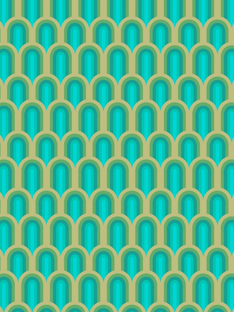 Repeating Retro 70s Green Rainbow by So70s