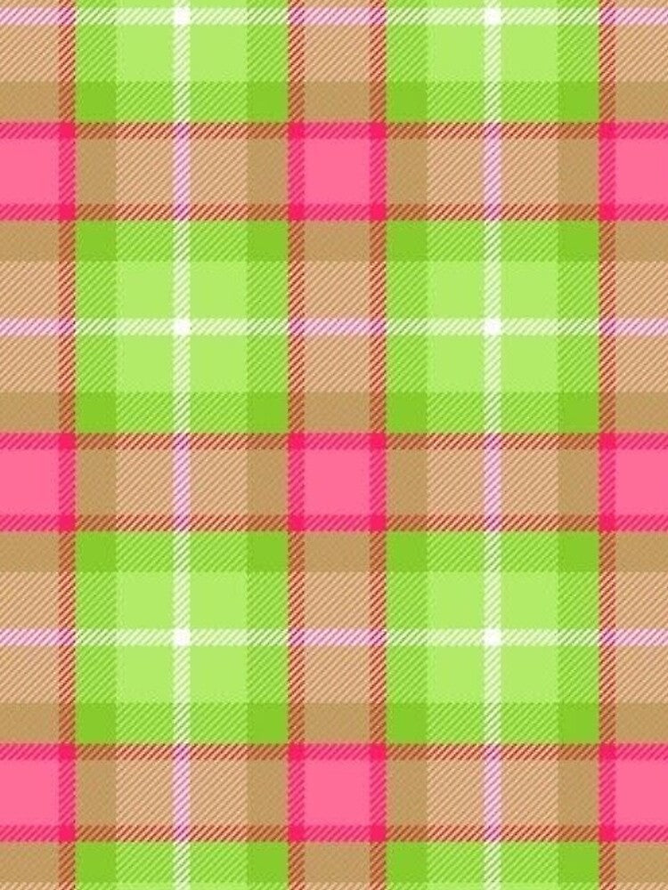 Y2K Hot Pink and Lime Green Plaid Pattern | Retro 2000s Tartan Grid Aesthetic by BrontesWhimsyStore