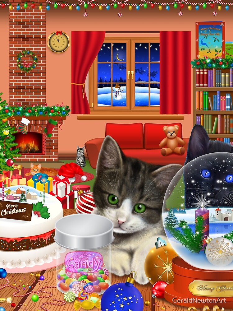 Festive Kittens by GeraldNewtonArt