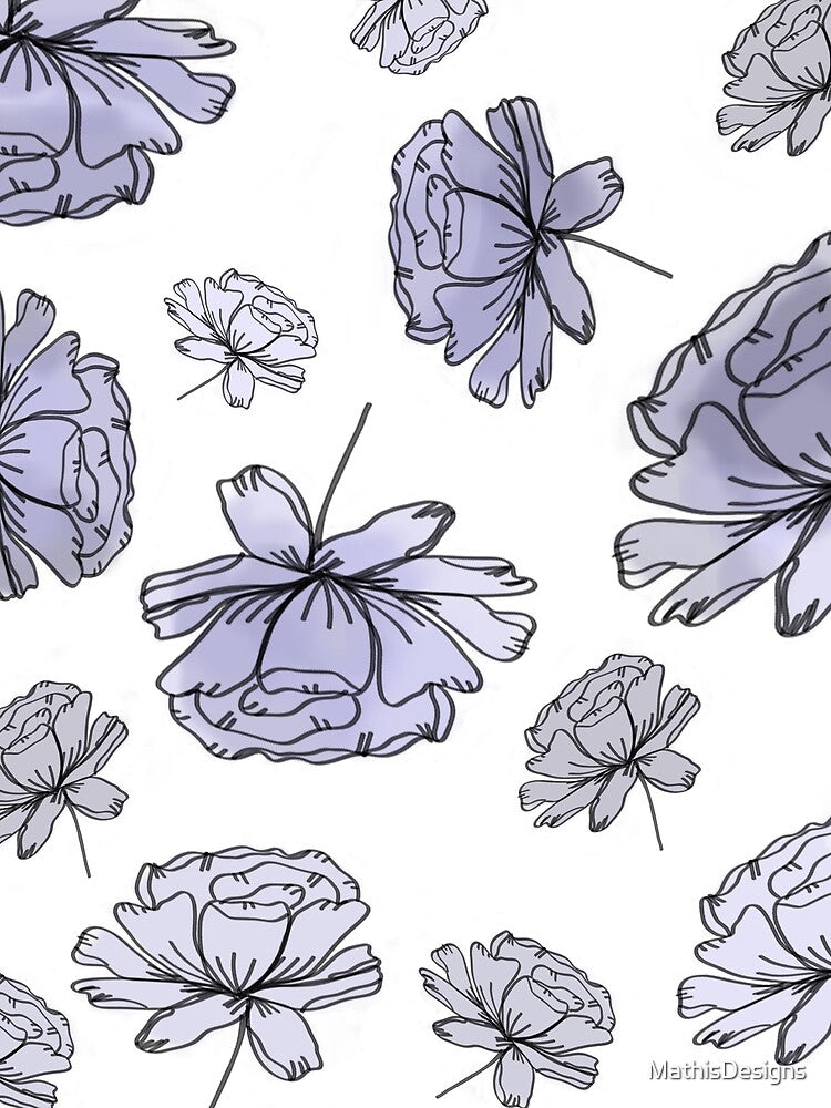 Hand Drawn Peonies Lilac by MathisDesigns