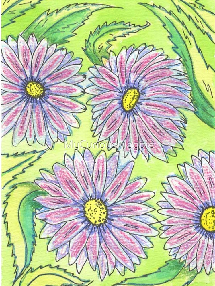 Mixed Media Colorful Daisies by MyCuriousMagpie