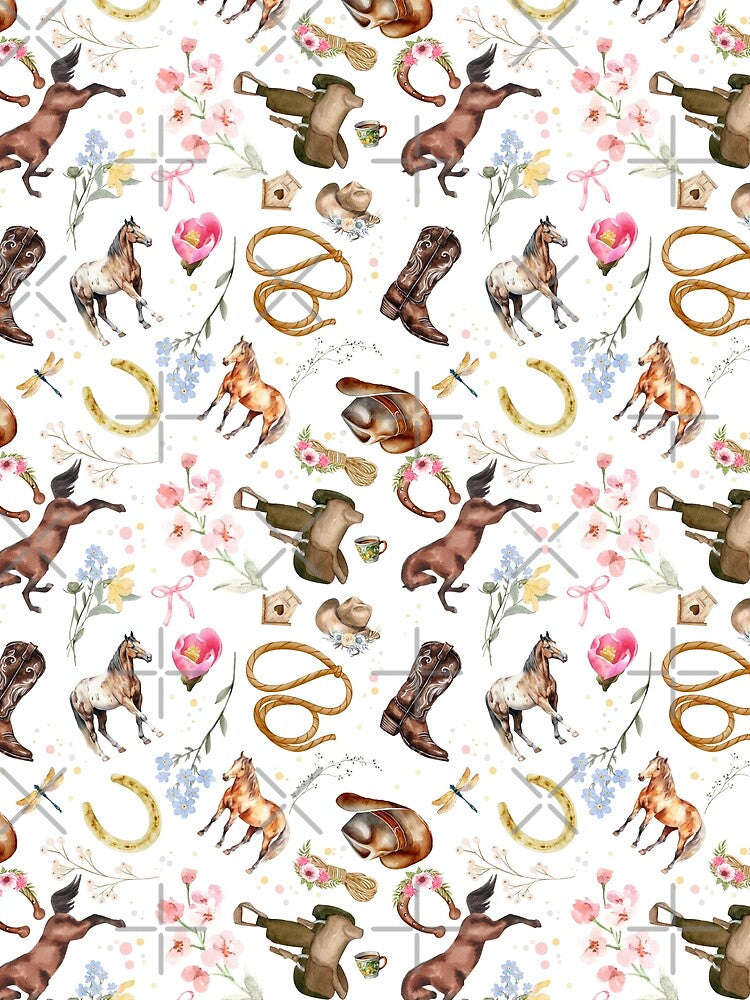 Watercolor Cowgirl Pattern – Western Floral by RainyReads
