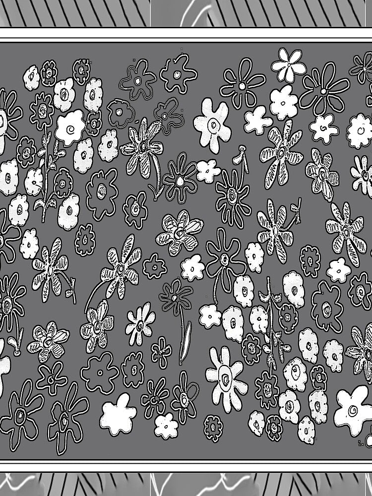 FLORAL DESIGN IN GREY AND BLACK AND WHITE by soobloo