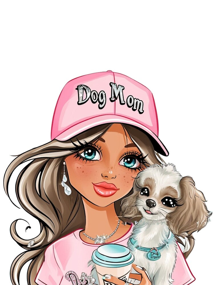 Cute Dog Mom Sparkly Pink by AshandAnna