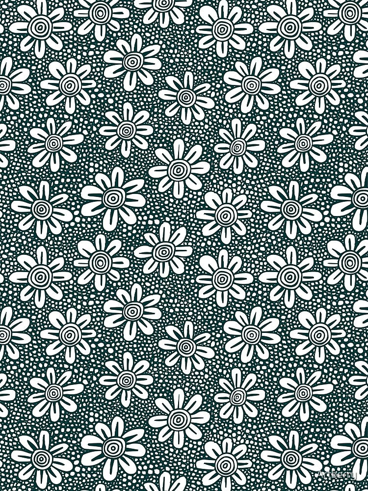 Hand Drawn Flower Pattern 140617 - Dark Green by Artberry