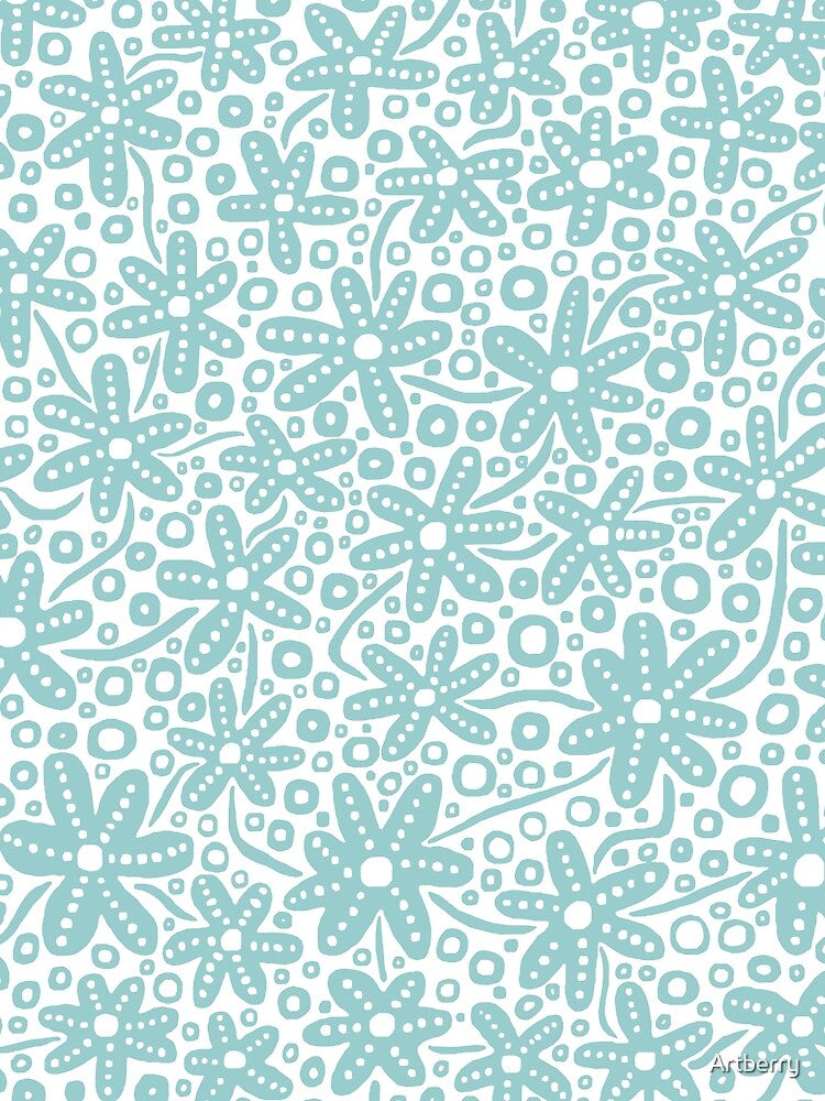 Stylised Floral Design - Light Blue Green by Artberry