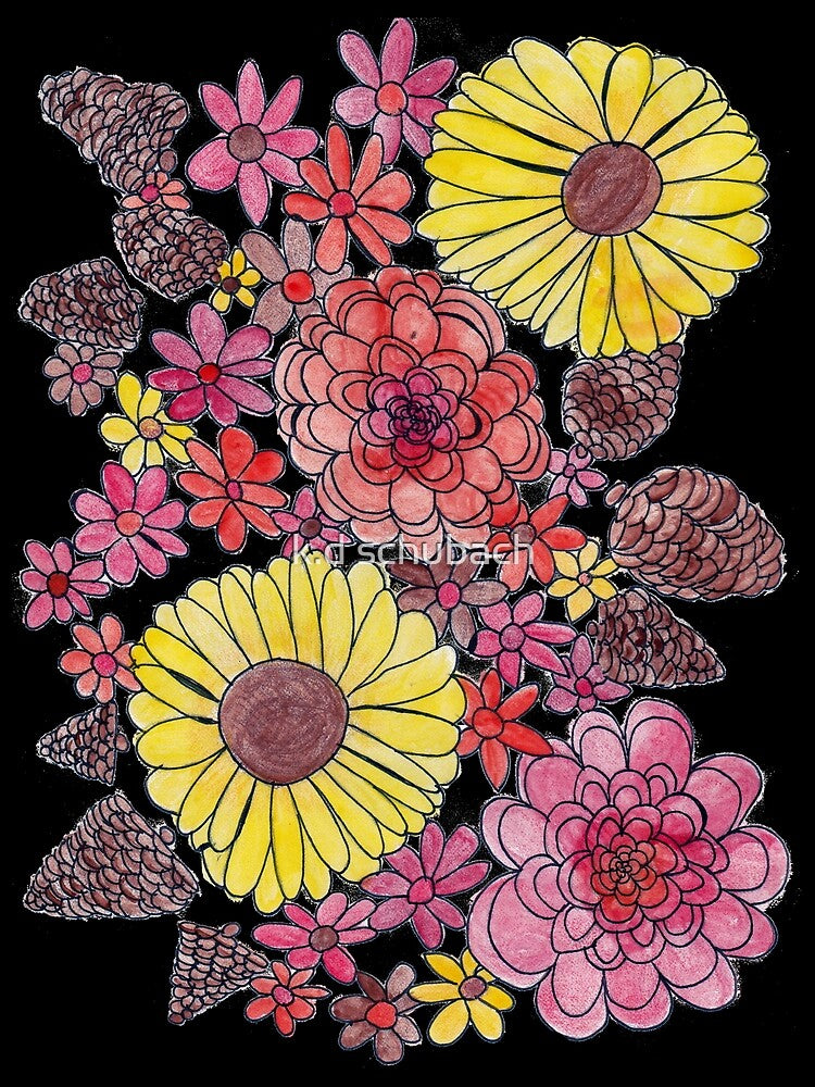 Fall Flowers (black background) by k.d schubach