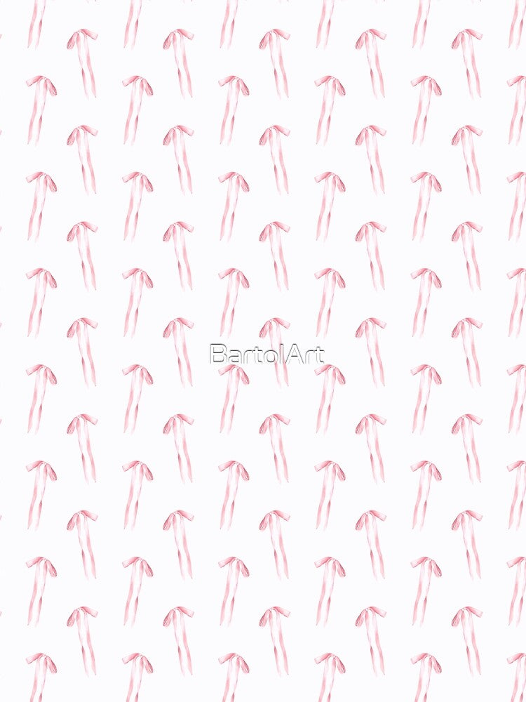 Watercolor ribbons and bows seamless pattern. Pink rosa colour Hand drawn coquette illustration by BartolArt