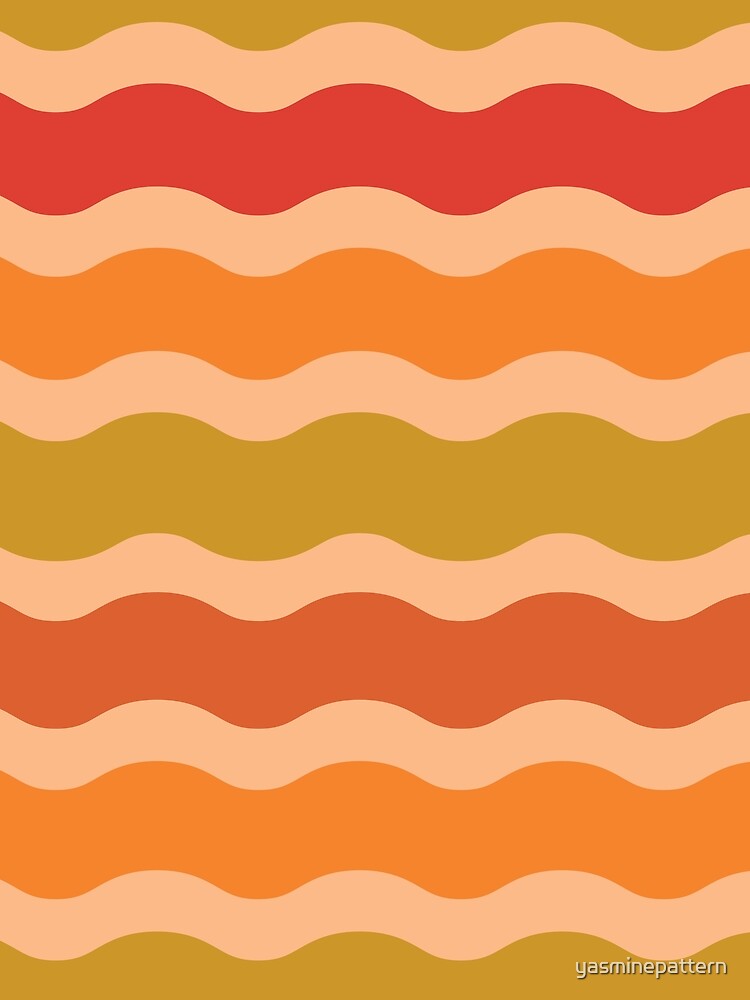 Retro 70s  waves pattern in orange, red, green and beige by Yasminepatterns