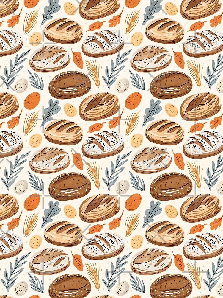 Sourdough Bread Chicken Eggs Seamless Pattern by palaco210