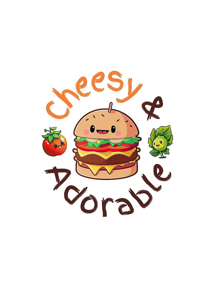 Cheesy & Adorable Kawaii Burger Design for Light Background by zwrohn