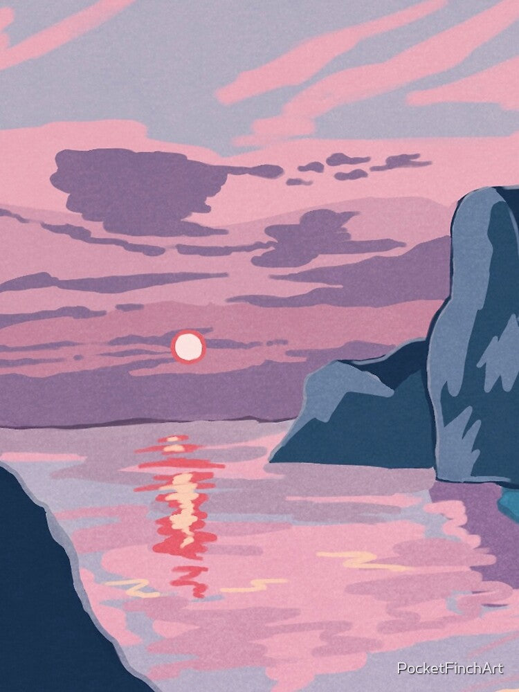 Pink Ocean Sunset by PocketFinchArt