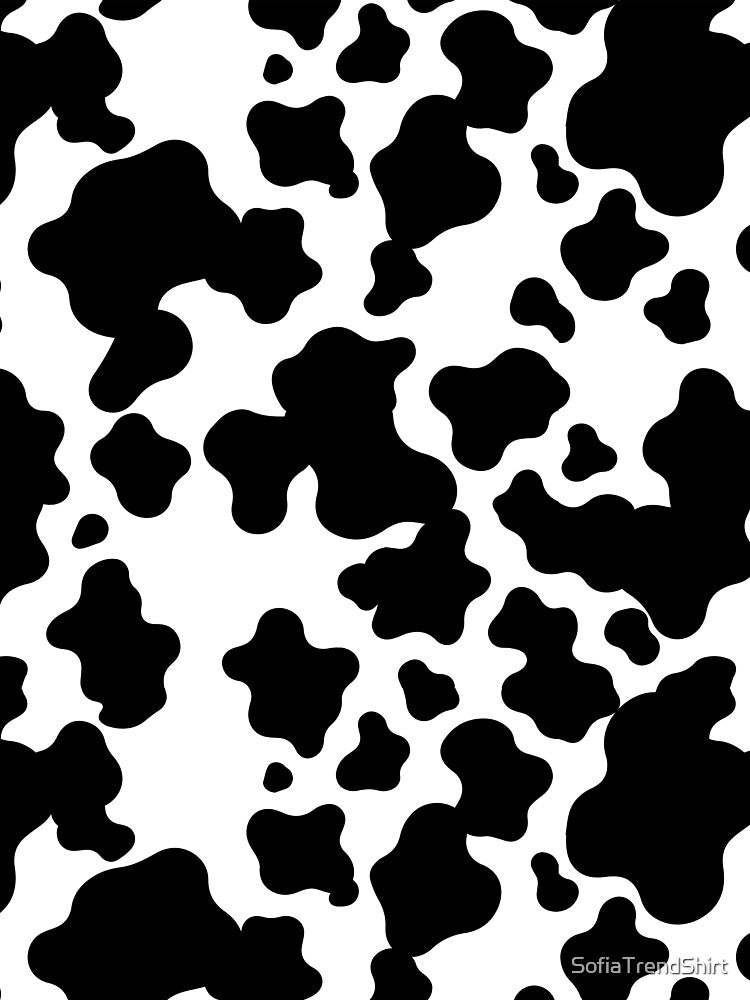 Minimal Black & White Cow Print Pattern | Seamless Western Aesthetic by SofiaTrendShirt