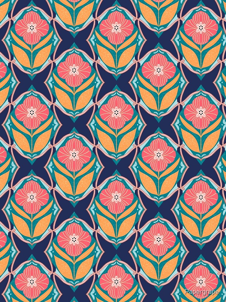 Vintage floral tile pattern by Papergrape