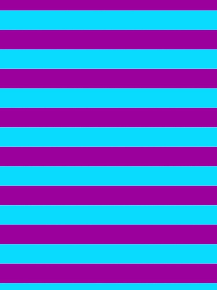 Y2K Electric Cyan and Purple Stripe Pattern | Retro 2000s Horizontal Stripes by BrontesWhimsyStore