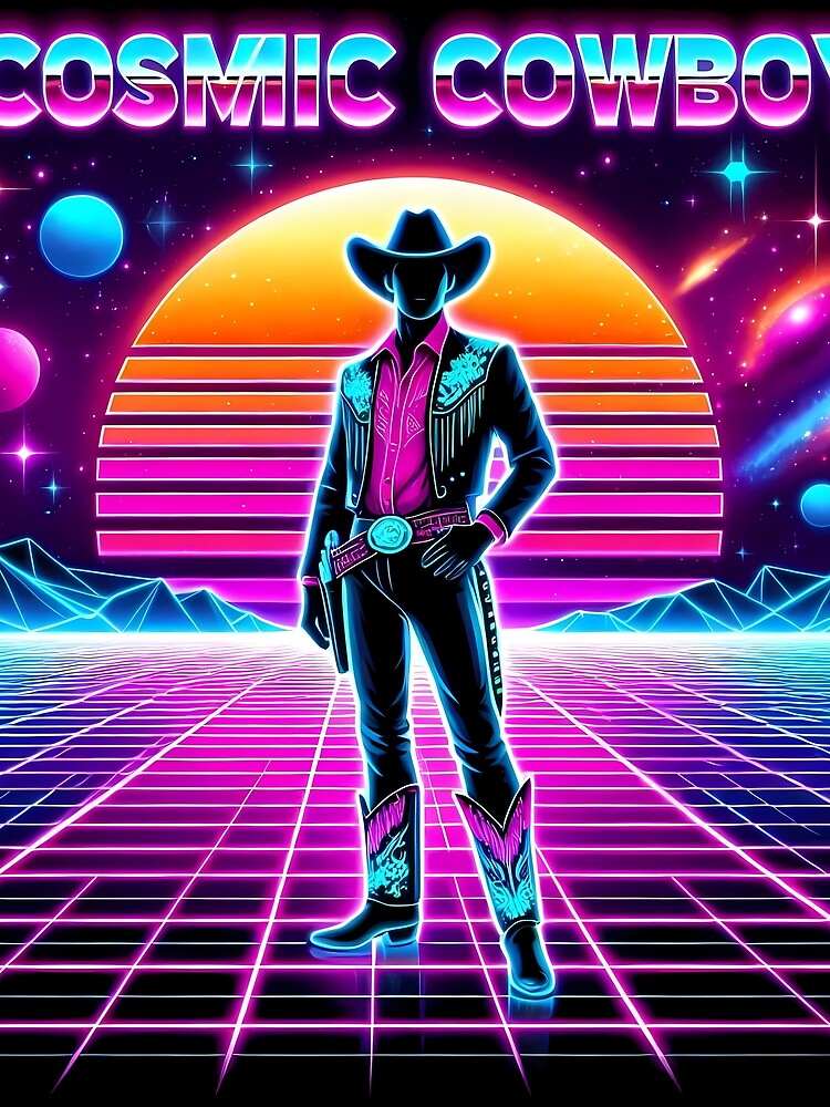 Neon Retro Galaxy - Cosmic Cowboy by Art-Arcade6