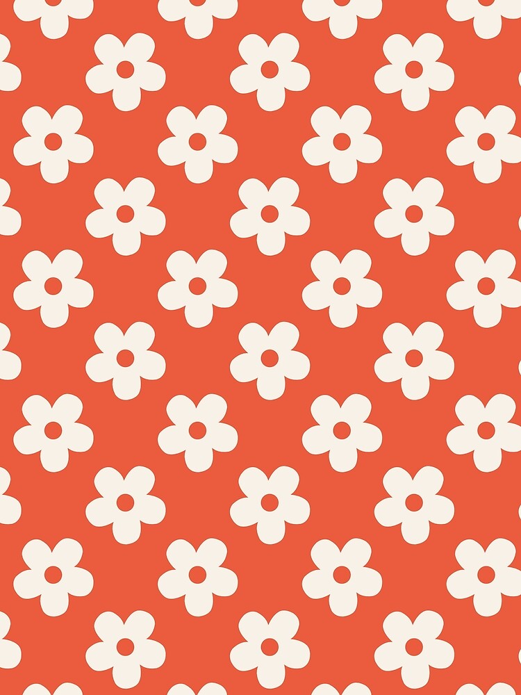 Orange Floral Pattern | Beige and Terracotta Flowers Pattern | Retro Cream and Orange Floral Design | Preppy Cream Flower Pattern | Coquette Bright Coral Floral Pattern by VivaFy