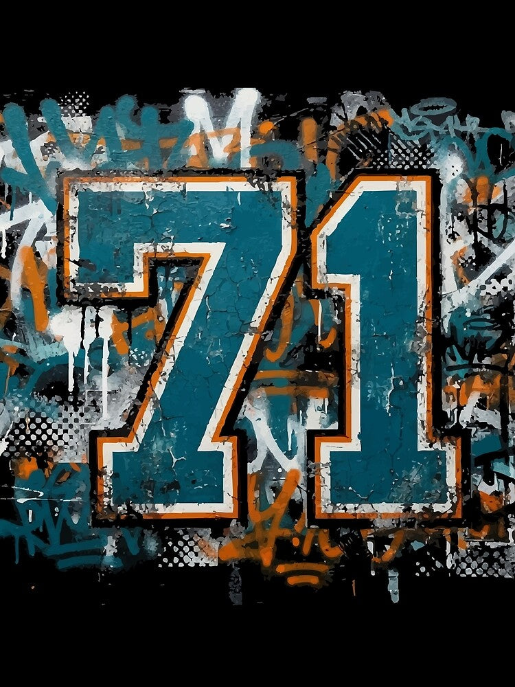 Hockey 71 Jersey Maximalist Varsity Sports Style Graffiti Print by ShirtRemarks