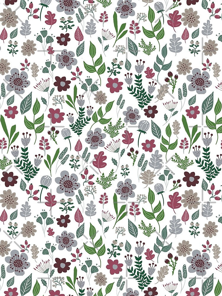 Hand drawn floral pattern design by PurrfectCorner