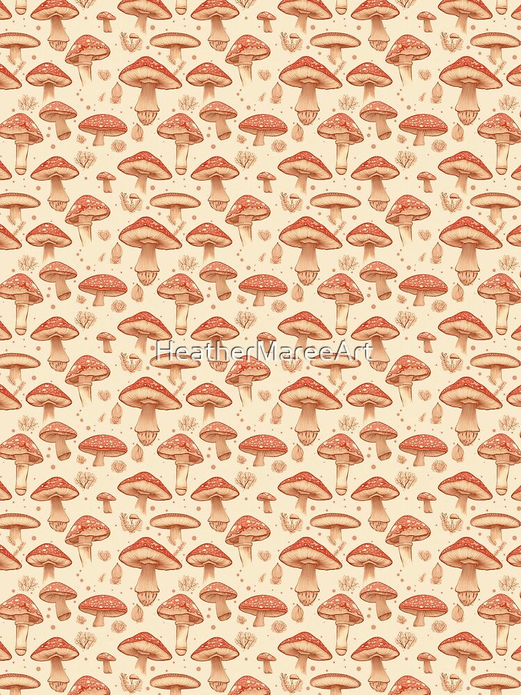 Red Fly Agaric Mushroom Pattern by Heather Maree Design Studio