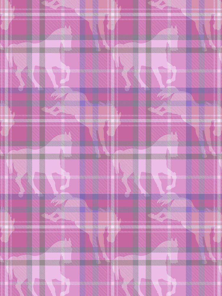 Pink horse tartan plaid with faux twill texture by Anne Londez Studio
