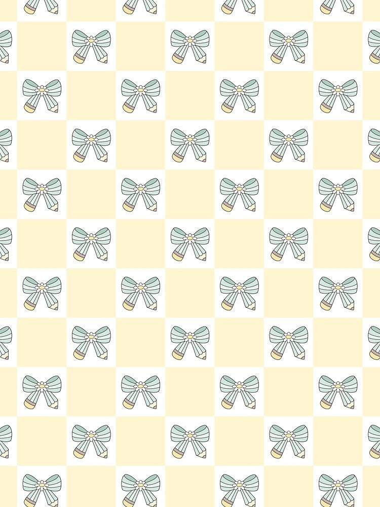 Coquette Pencil Bow - Checkered Background by Julza Art