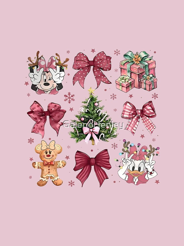 Coquette Bows Pink Christmas shirt, Girly aesthetic pink Christmas shirt by GalenoHenley