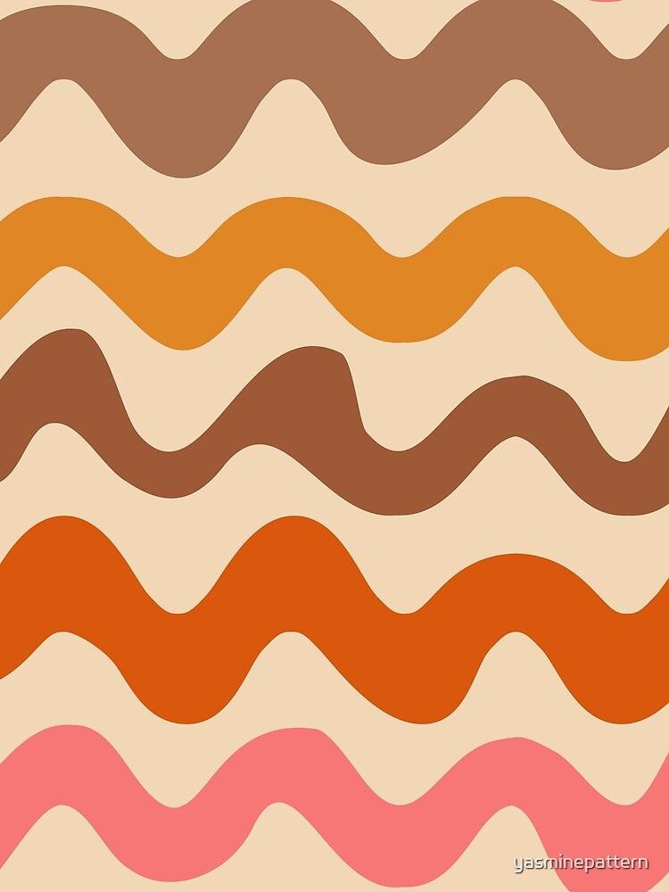 Groovy Retro 70s Pattern Brown, Orange and Pink Waves by Yasminepatterns