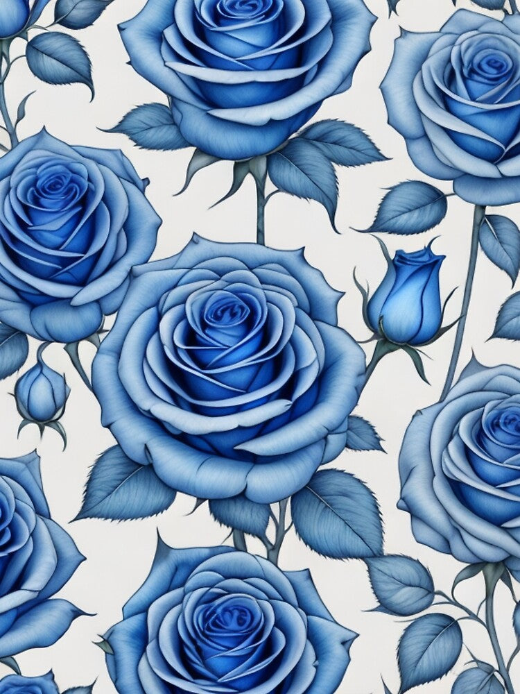 "Hand Drawn" Blue Roses by Sun-Soles