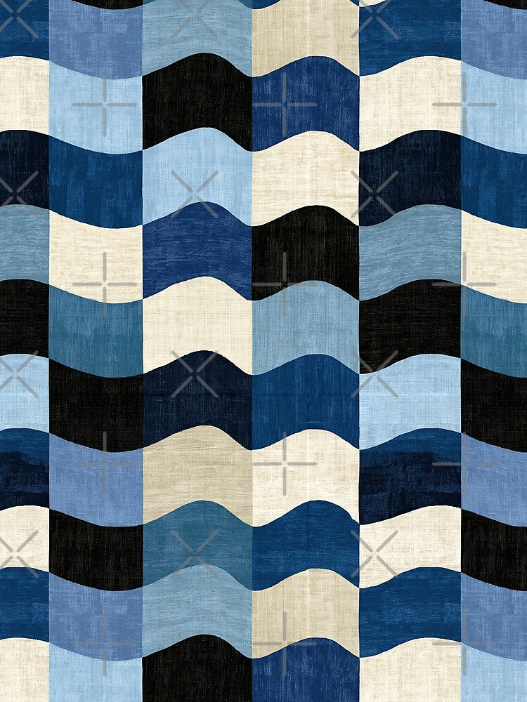 Denim Blue Geometric Flow Art by Piotrek0001