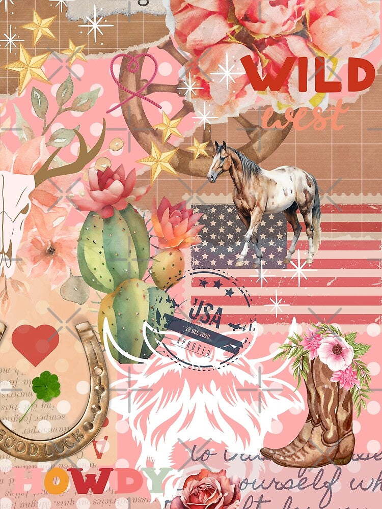 Scrapbook Cowgirl Coquette Aesthetic - Feminine Western Design by ColorsHappiness