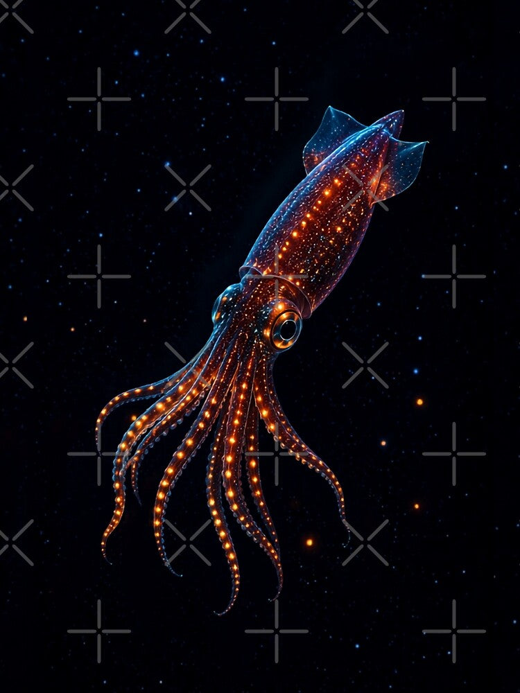Bioluminescent Firefly Squid – Deep Ocean Glow by @SHINTOSARTSTORE